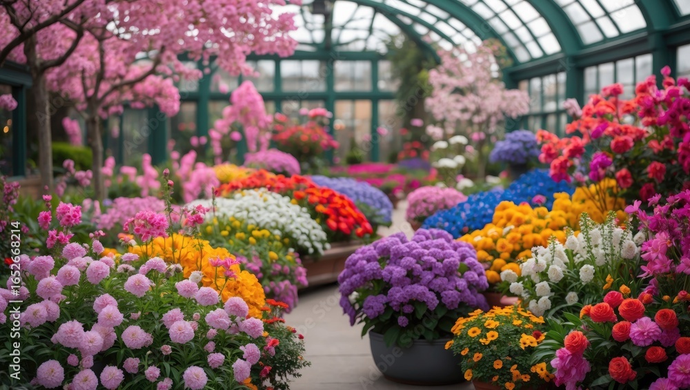 Fototapeta premium Exotic Flower Displays in an Indoor Garden