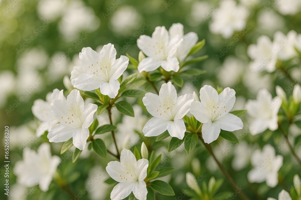 Fototapeta premium Close-up of flowering shrubs highlighting Japanese azalea