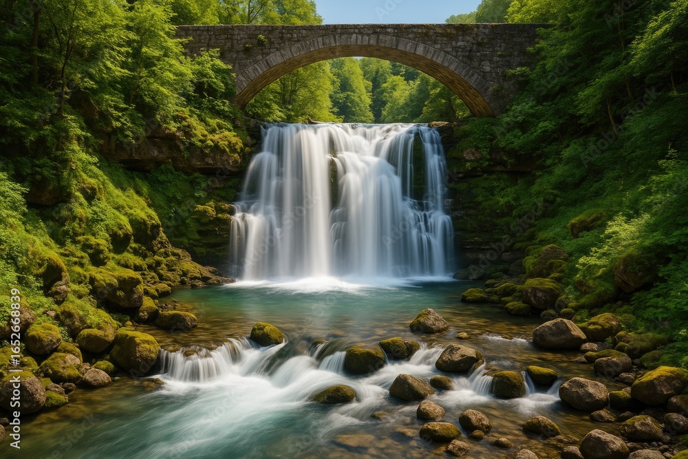 Obraz premium Journey Through a Magnificent Waterfall Scene