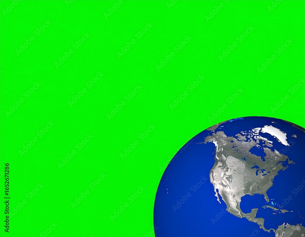 Fototapeta premium Earth globe against green screen background for chroma key compositing
