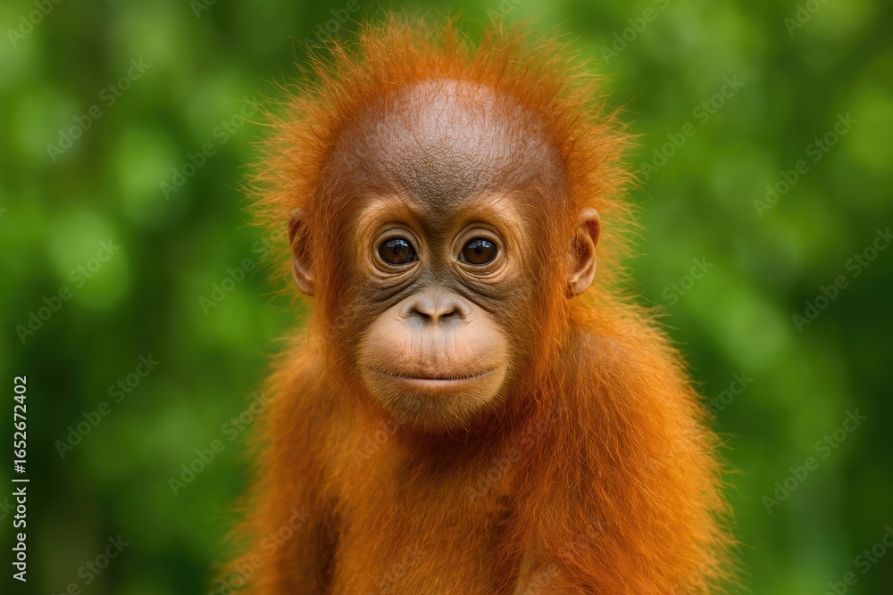 Fototapeta premium Wild orang-utan species native to Borneo island