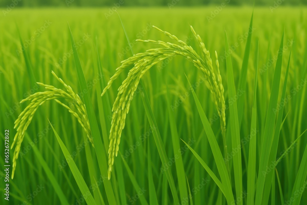 Obraz premium Agricultural Landscape Featuring Paddy Fields
