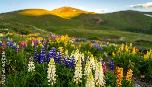 Fototapeta Naklejka Na Ścianę i Meble -  Mountain meadow bursting with wildflowers
