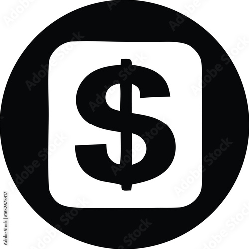 Iconic black and white dollar sign emblematic of financial transactions and monetary exchange
