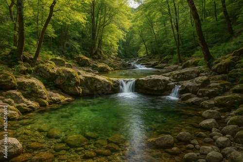 Mountain stream with a natural pool at Mount Ida