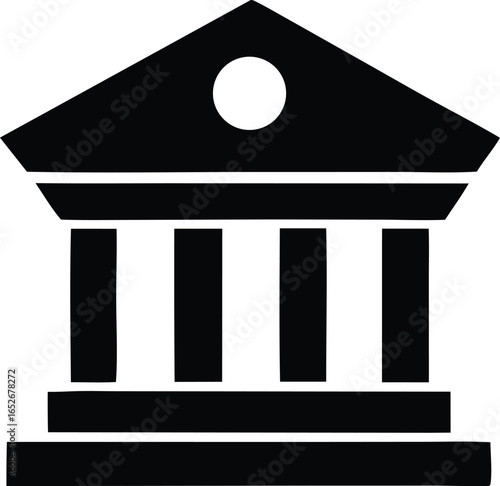 Classic greek revival building icon representing government law and education institutions