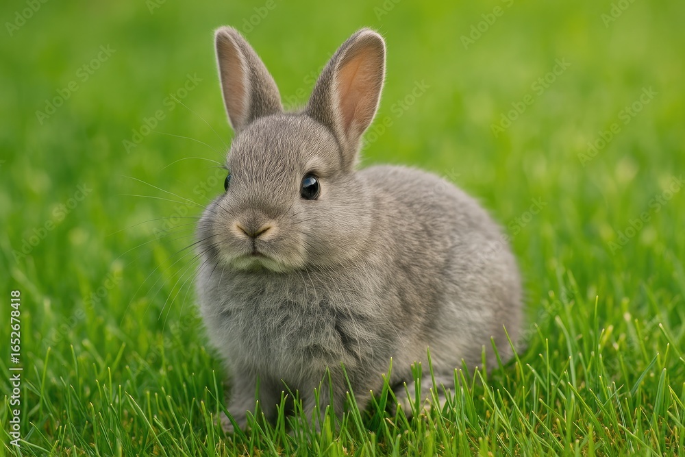 Fototapeta premium Charming tiny grey bunny