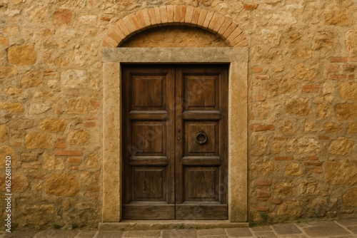 Historic Wooden Door in a Countryside Setting
