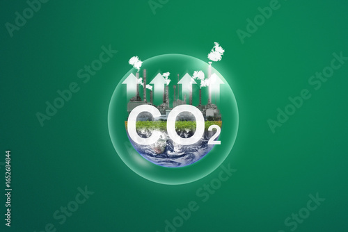 Fototapeta Naklejka Na Ścianę i Meble -  Air Pollution, CO2 increasing, and Global Warming Concept. Element of this image are furnished by NASA