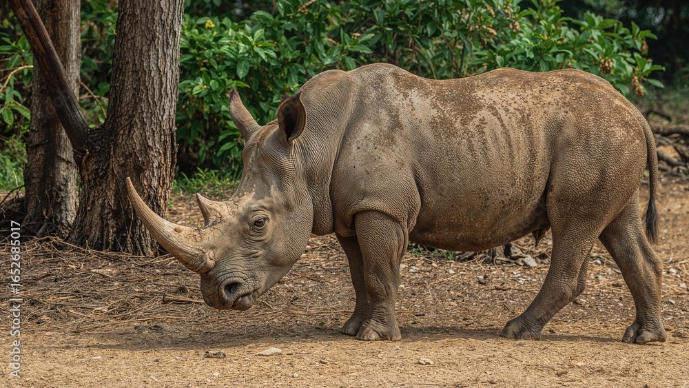 Fototapeta premium The rarest rhino species on Earth, including the smallest type of rhinoceros alive now.