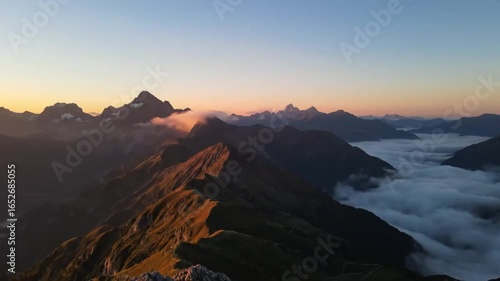 Misty Mountain Peaks at Sunrise – Cinematic Landscape
