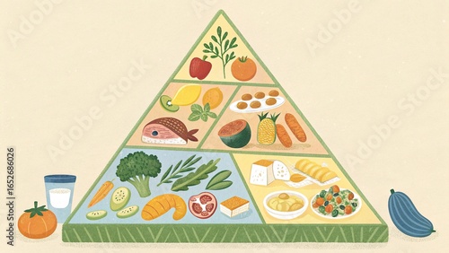 Explore the vibrant food pyramid that guides healthy eating choices for a balanced lifestyle in any season