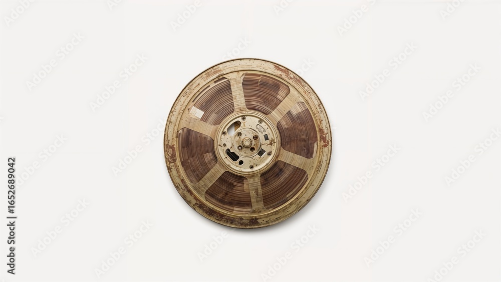 Fototapeta premium Classic cinematic reel isolated on a white surface