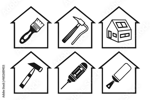 Home repair tools icons isolated on white background in vector format