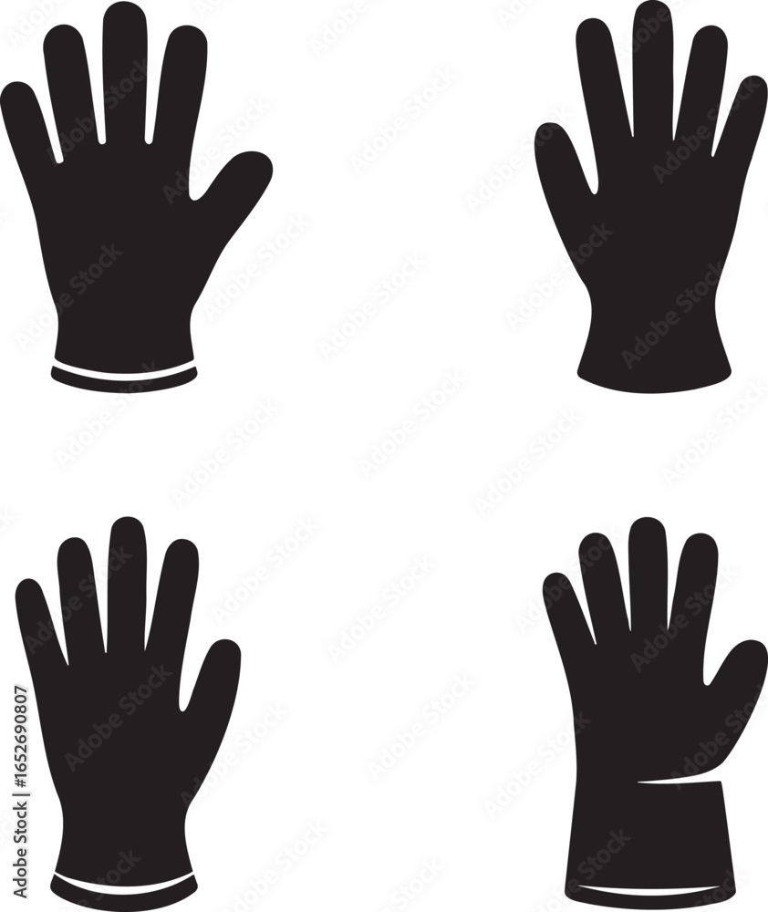 Obraz premium Set of Glove silhouette vector illustration isolated On Transparent Background