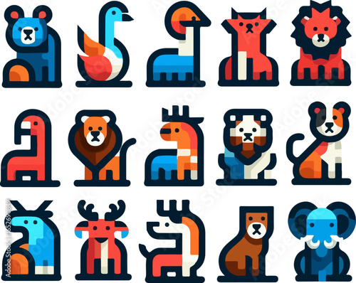 Vector sketch illustration image design collection of cute animal symbols icons, cool, modern abstract models for decoration