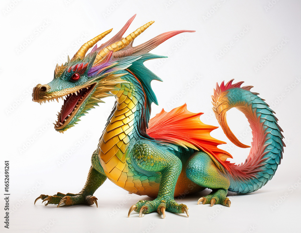 Obraz premium dragon, coloré, vert, noir, animal, vecteur, Eden verre, chine, illustration, reptiles, fantaisie, art, monstre, créature, mythologie, dessin animé, tatouages Asie, oriental, nature, isolé, symbole, o