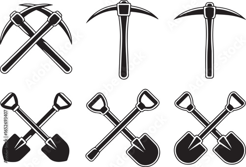 Mining Tools Vector Illustration for Gold Rush, Excavation, and Industry