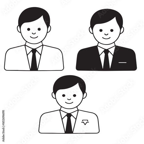 Funny cartoon set of business people and managers vector illustration