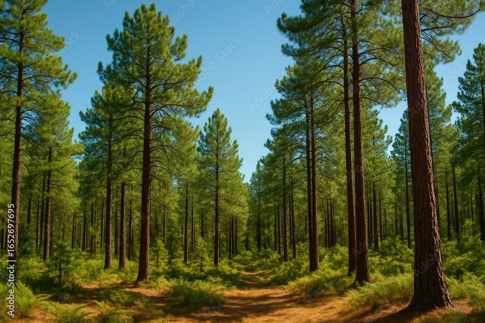 Bright daylight in a pine forest Bright daylight in a pine forest