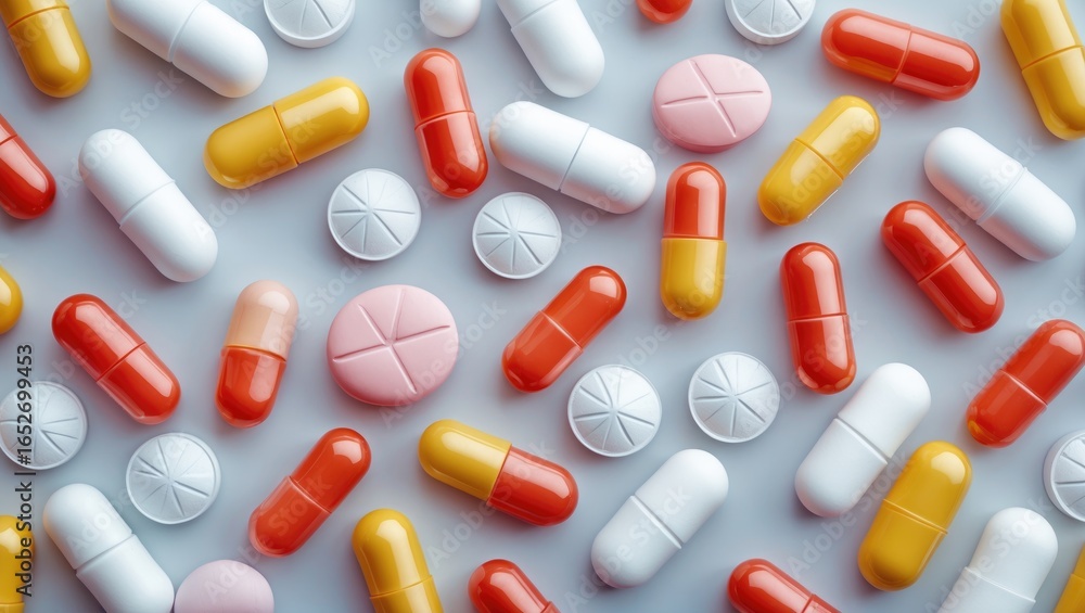 Pill icons displayed against a vibrant backdrop Pill icons displayed against a vibrant backdrop