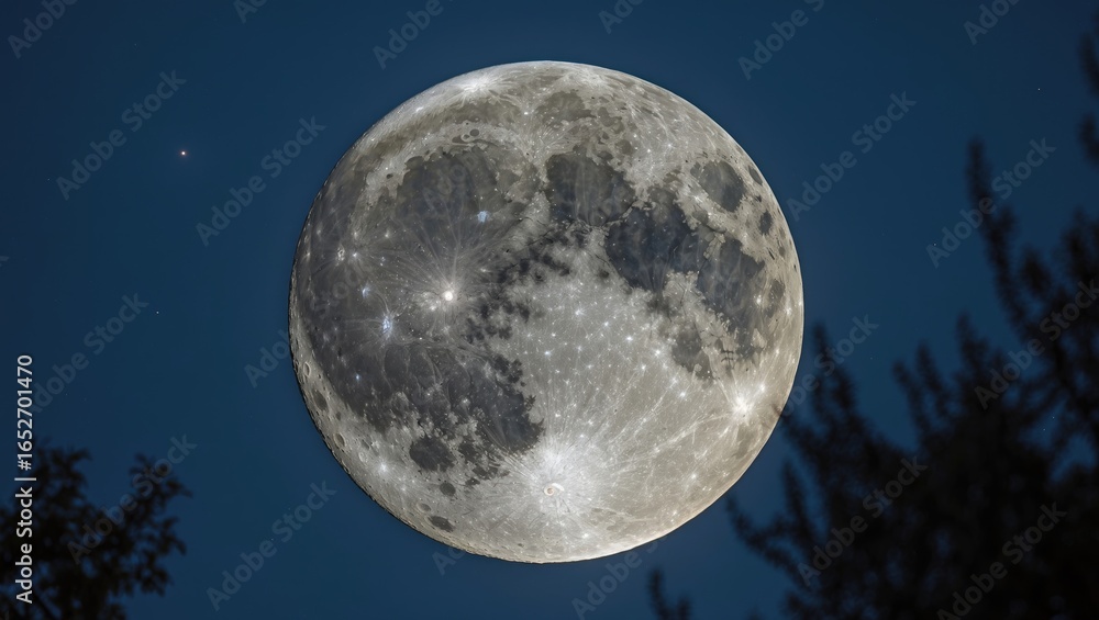 Naklejka premium Supermoon Illuminates the Autumn Night: A Close-Up of the November 14, 2016 Full Moon