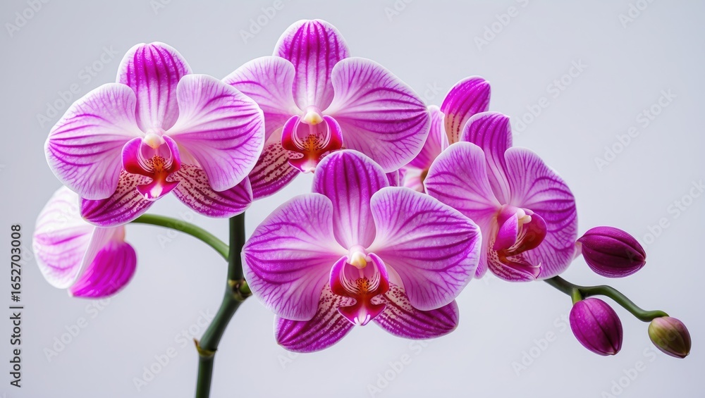 Obraz premium Isolated pink orchid on a plain white backdrop