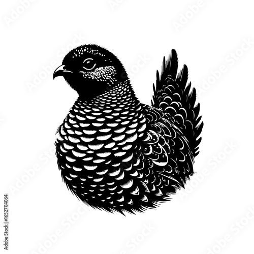 Illustration of a quail with feathers isolated on white background