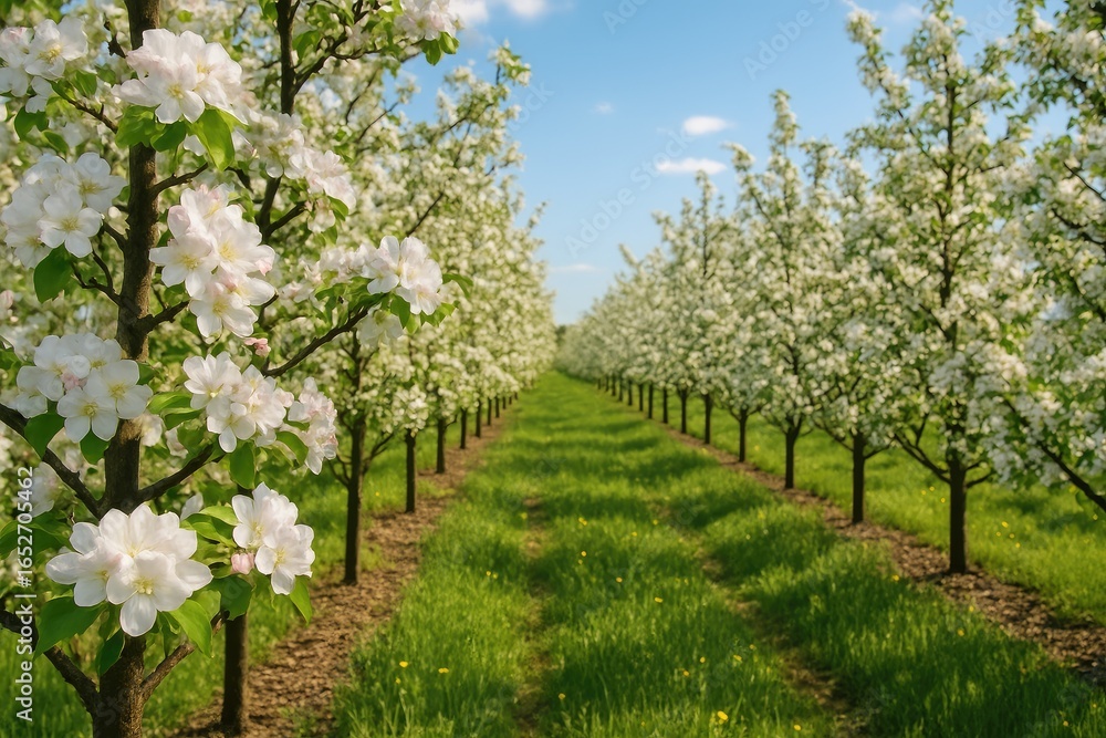 Beautiful flowers adorn the orchard in full bloom Beautiful flowers adorn the orchard in full bloom