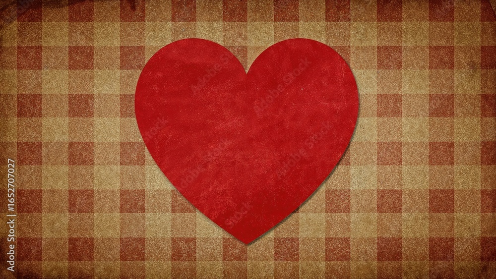 Obraz premium Big heart figure on plaid fabric