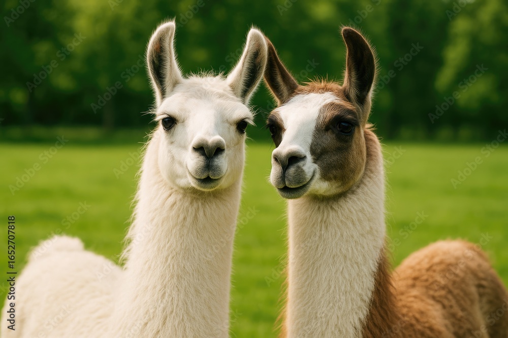 Obraz premium Friendship displayed through llama poses