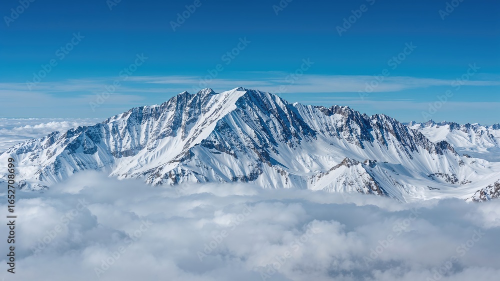 Obraz premium Clouds Hovering Over Snowy High Elevations