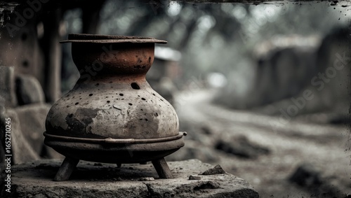 Village-style cooking fire ...