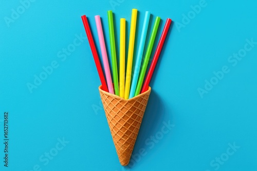 Bright blue background show...