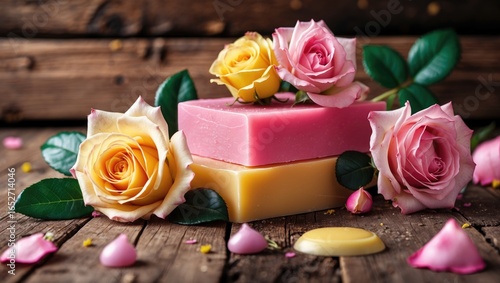 Crafted pink and yellow soa...