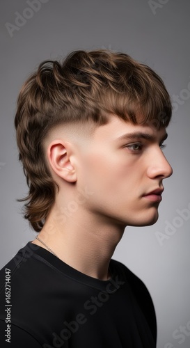 Wallpaper Mural Contemporary Mullet Haircut Concept Profile of a Young Man with a Stylish Modern Hairstyle Torontodigital.ca