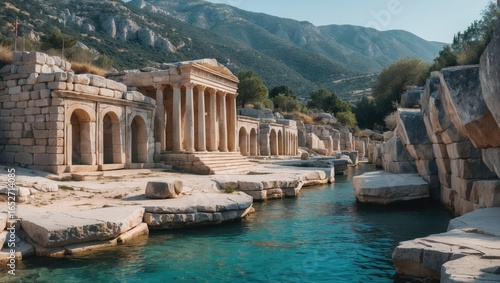 Historic Tombs from the Lycian Era Located in an Ancient City Near a Waterway