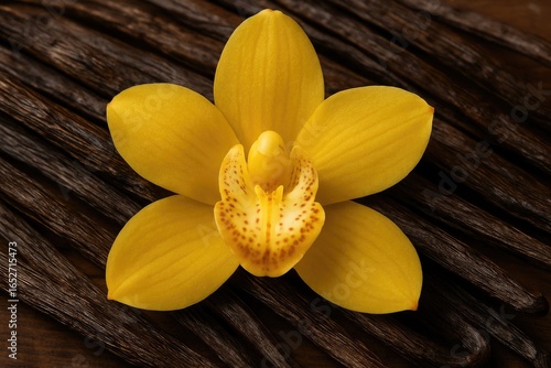 Close-up of a bright yellow...
