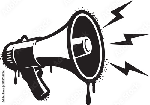 Megaphone Vector Illustration with Lightning Bolts for Loud Announcements