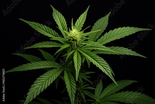 Close-up of lush hemp leave...