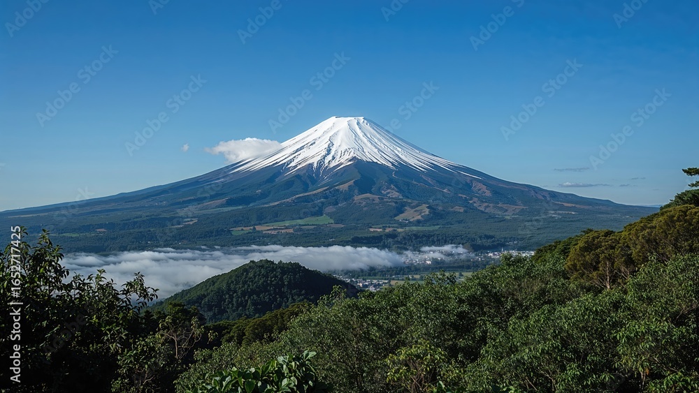 Fototapeta premium Scenic mountain landscape with lush greenery and clear skies