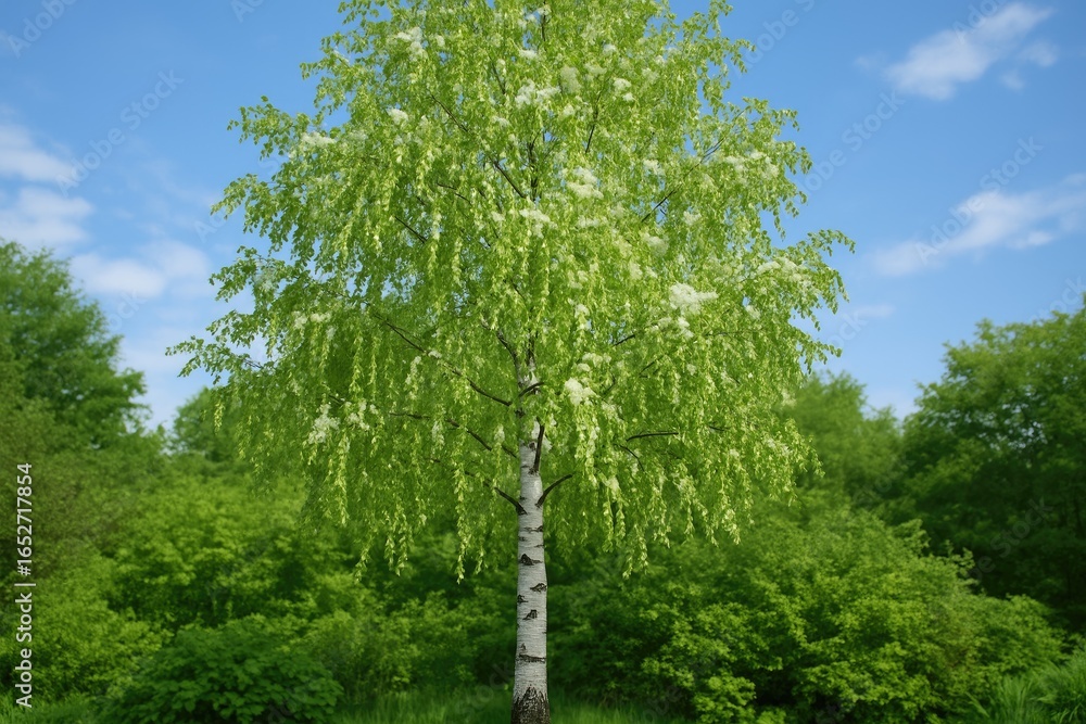 Fototapeta premium Is it possible for birch trees bearing green seeds to thrive?