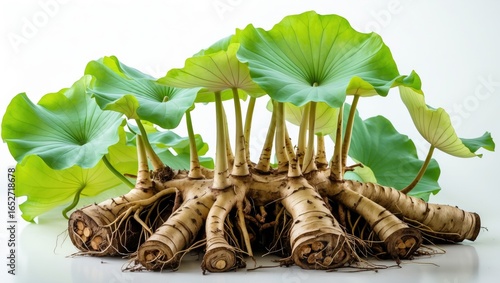 Lotus root displayed on a p...
