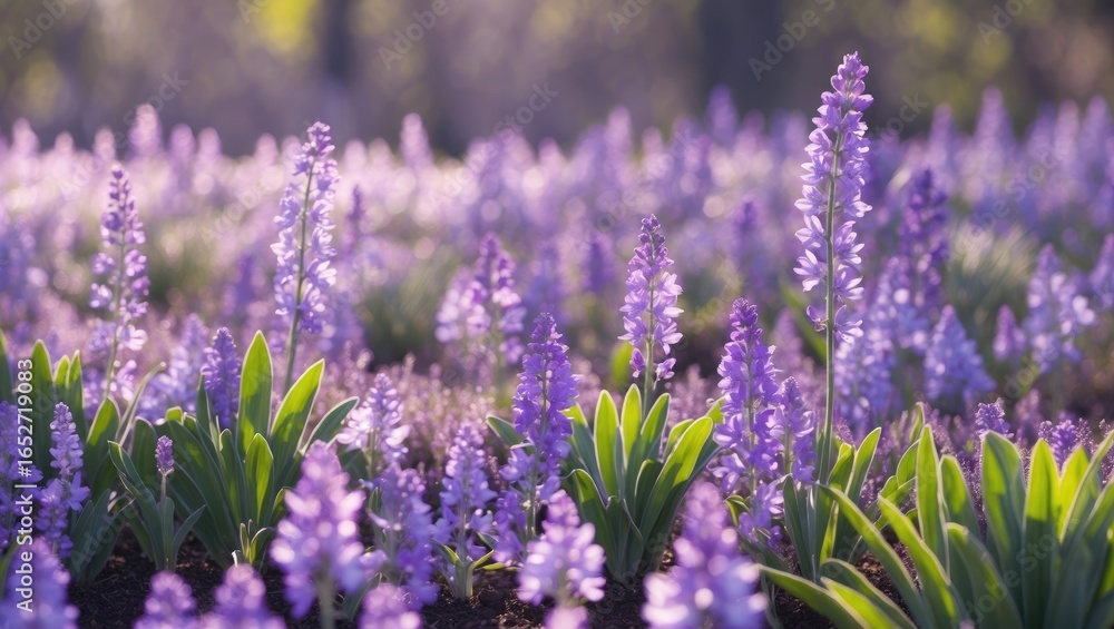 Obraz premium Bright purple petals thriving in a flower patch