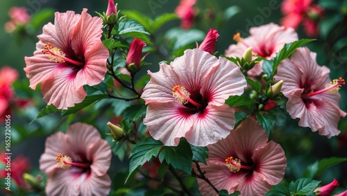 Colorful hibiscus flowers f...