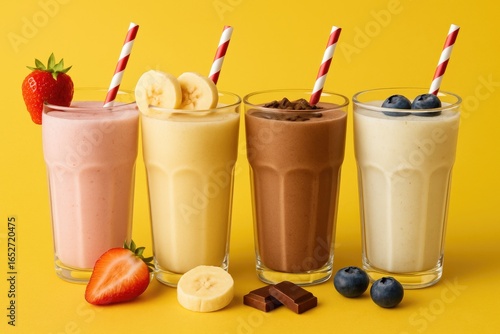 Delicious milkshakes with f...