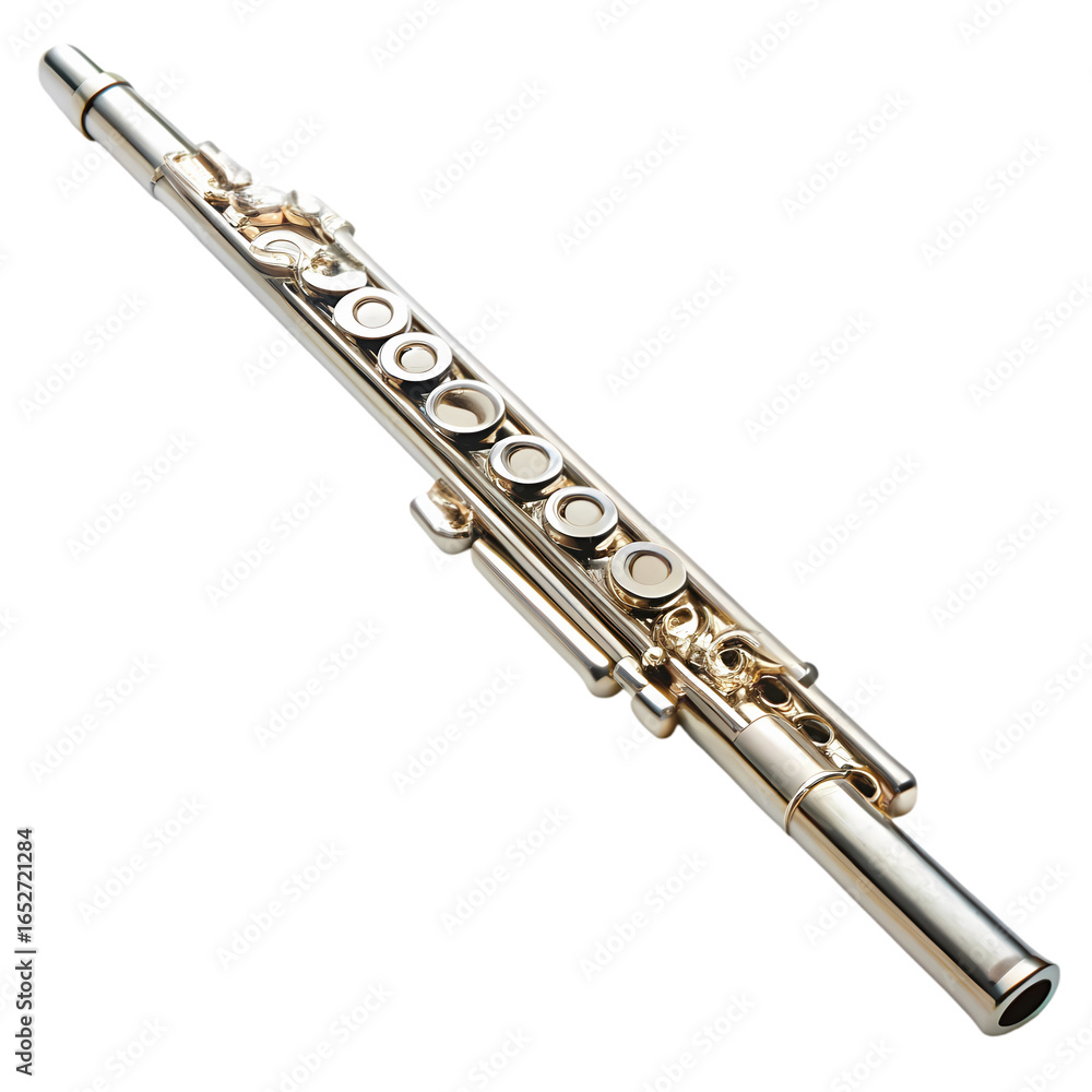 Fototapeta premium Silver Flute A Symphony of Metal and Music