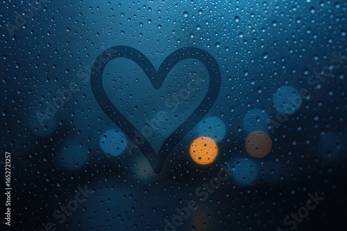 Heart form on a glass surfa...