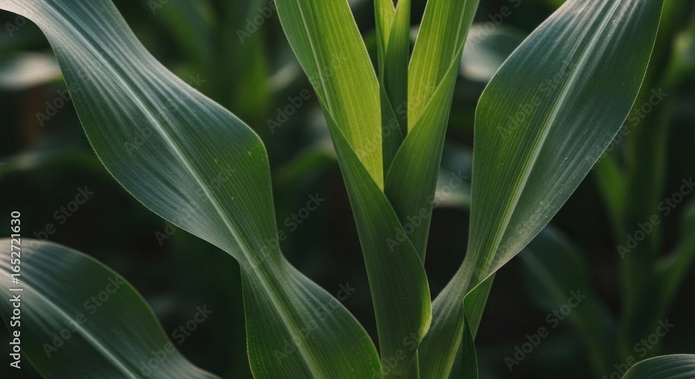 Close-up of vibrant green corn stalks Close-up of vibrant green corn stalks