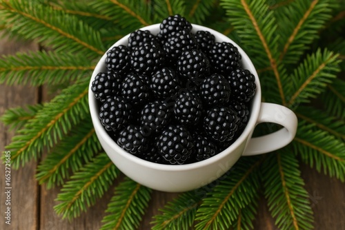 Delicious blackberries in a...